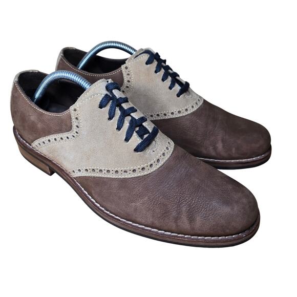 Mens Cole Haan Brown 2-Toned Suede Saddle Oxfords Mens Size 9.5 M Excellent - Picture 4 of 8